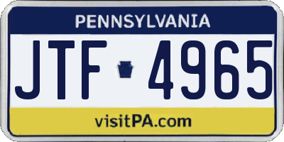 PA license plate JTF4965