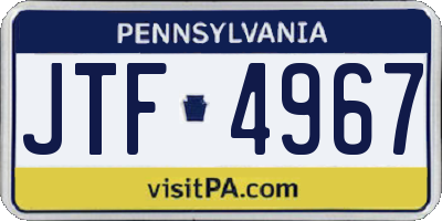 PA license plate JTF4967