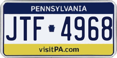 PA license plate JTF4968
