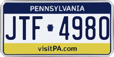 PA license plate JTF4980