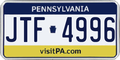 PA license plate JTF4996