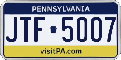 PA license plate JTF5007