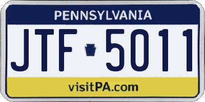 PA license plate JTF5011