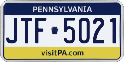 PA license plate JTF5021