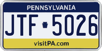 PA license plate JTF5026