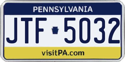 PA license plate JTF5032