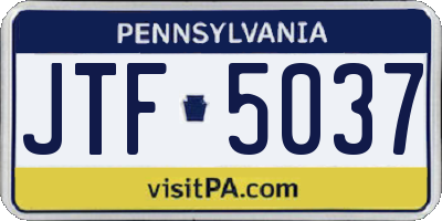 PA license plate JTF5037