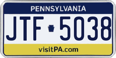 PA license plate JTF5038