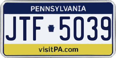 PA license plate JTF5039