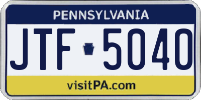 PA license plate JTF5040