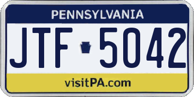 PA license plate JTF5042