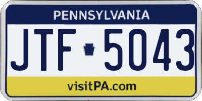 PA license plate JTF5043