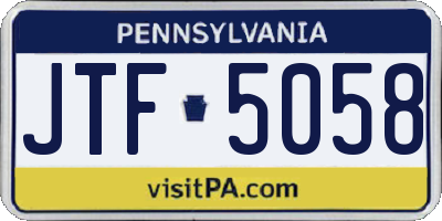 PA license plate JTF5058
