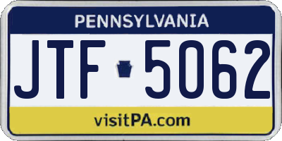 PA license plate JTF5062