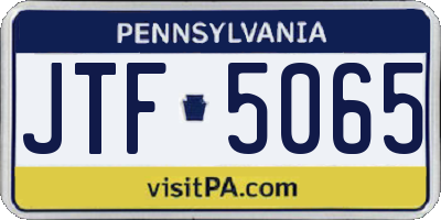 PA license plate JTF5065