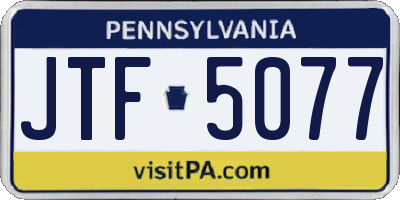 PA license plate JTF5077