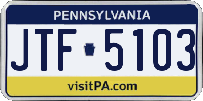 PA license plate JTF5103