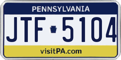PA license plate JTF5104
