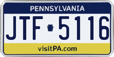 PA license plate JTF5116