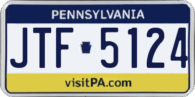 PA license plate JTF5124