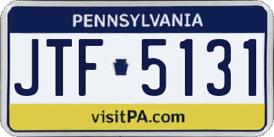 PA license plate JTF5131