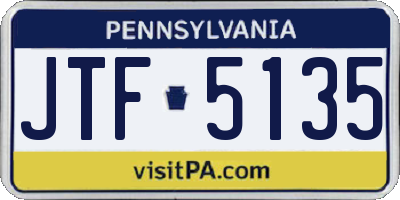 PA license plate JTF5135