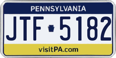 PA license plate JTF5182