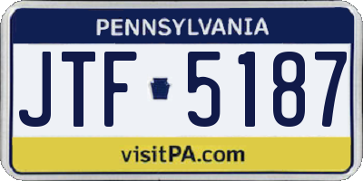PA license plate JTF5187