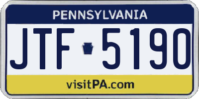 PA license plate JTF5190