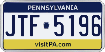 PA license plate JTF5196