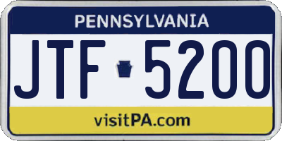 PA license plate JTF5200