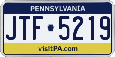 PA license plate JTF5219
