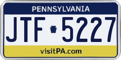 PA license plate JTF5227