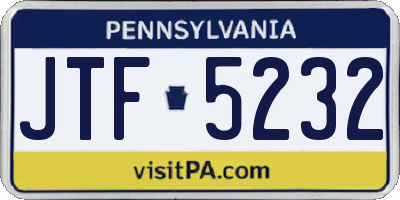 PA license plate JTF5232