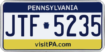 PA license plate JTF5235