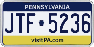 PA license plate JTF5236