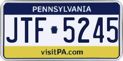 PA license plate JTF5245