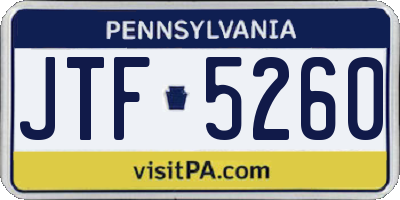PA license plate JTF5260