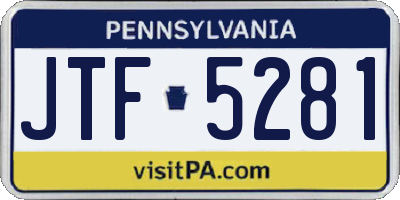 PA license plate JTF5281