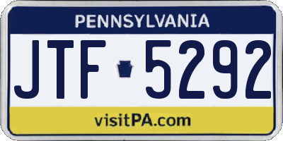 PA license plate JTF5292