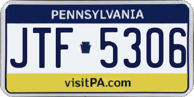 PA license plate JTF5306
