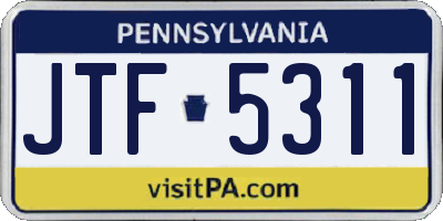 PA license plate JTF5311