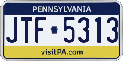 PA license plate JTF5313
