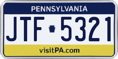 PA license plate JTF5321