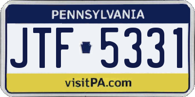 PA license plate JTF5331