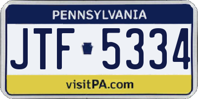 PA license plate JTF5334