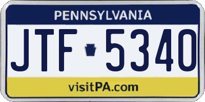 PA license plate JTF5340