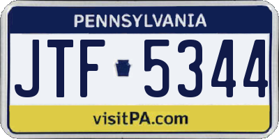 PA license plate JTF5344