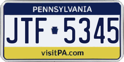 PA license plate JTF5345