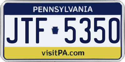 PA license plate JTF5350